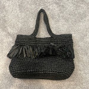 Top Shop Fenn Fringe Bag in Black